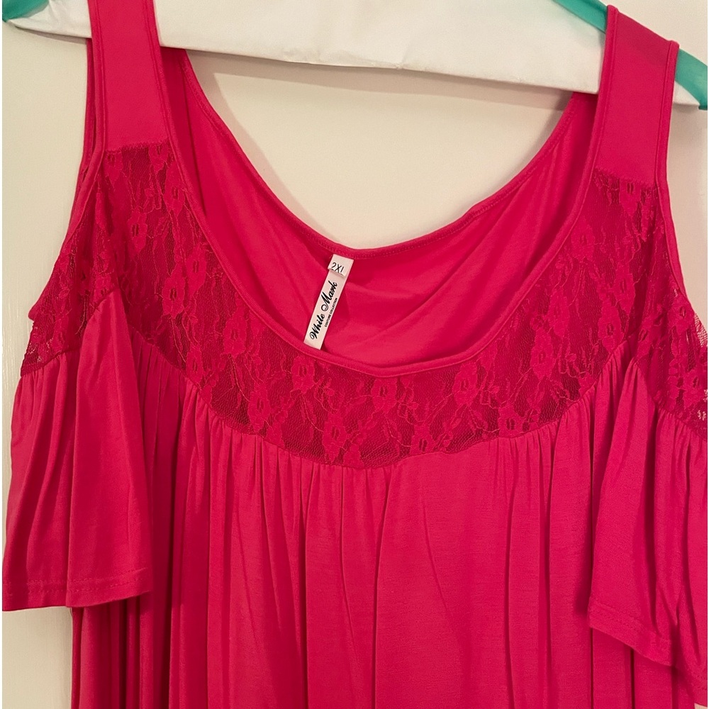 FUCHSIA CUTE STYLISH SHOULDER CUT-OUT TUNIC TOP IN A SOFT COTTON JERSEY #1204